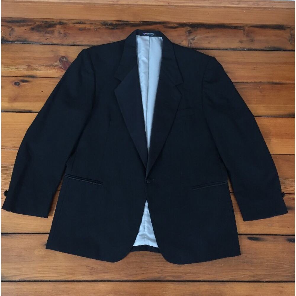 Vtg Raffinati Black Single Breasted One Button Sports Blazer Coat Jacket Men 45"